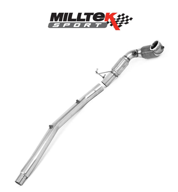 MILLTEK LARGE BORE DOWNPIPE & HI-FLOW SPORTS CAT TO SUIT OE SYSTEM | GOLF MK8 R / S3 8Y