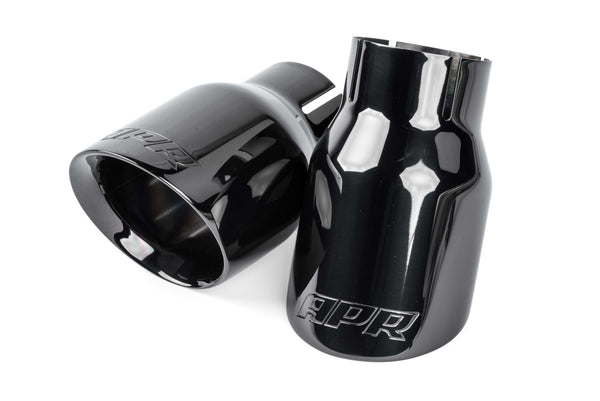 APR DOUBLE WALLED SLASH CUT 3.5" TIPS - BLACK POLISHED